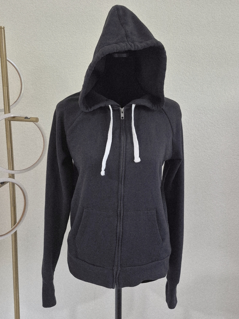 SO Black Zip Hoodie with White Drawcords